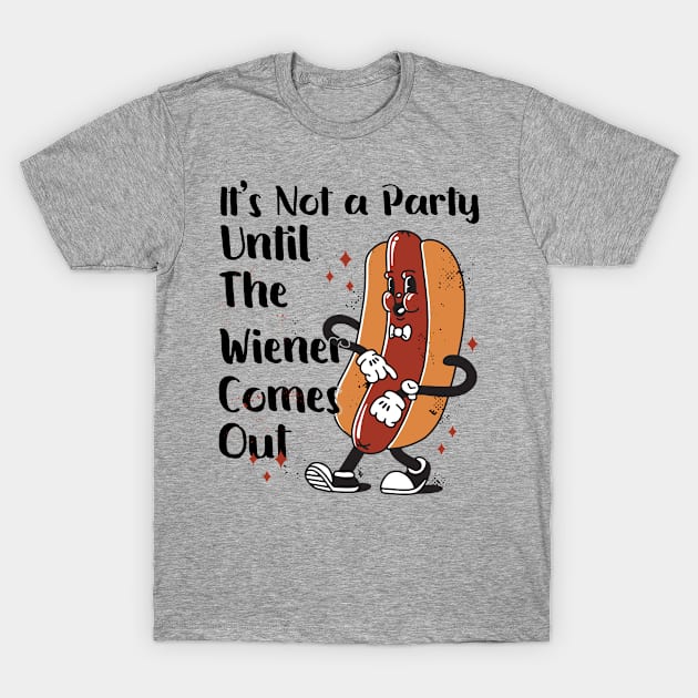 Hot Dog Time to Party Funny Wiener T-Shirt by Beautiful Butterflies by Anastasia